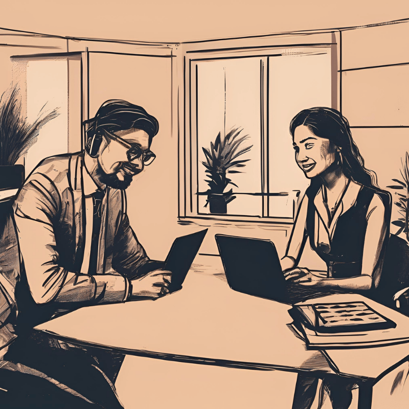 Illustration représentant une séance de coaching parental entre un papa et la psychologue