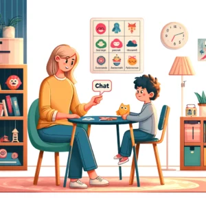 Illustration d'une séance d'évaluation comportementale du langage